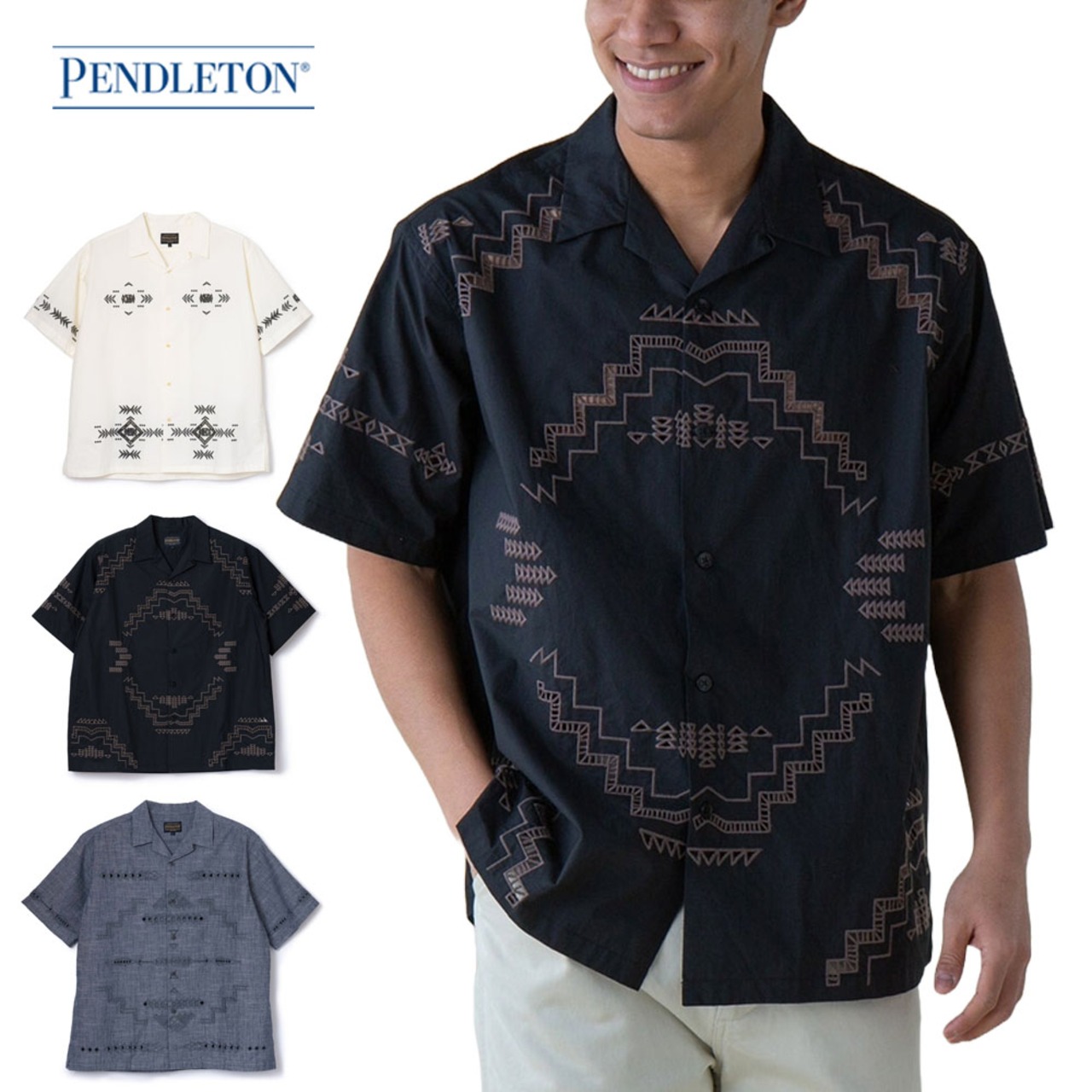 ペンドルトン PENDLETON カットワーク オープンカラーシャツ 開襟シャツ 5275-0013