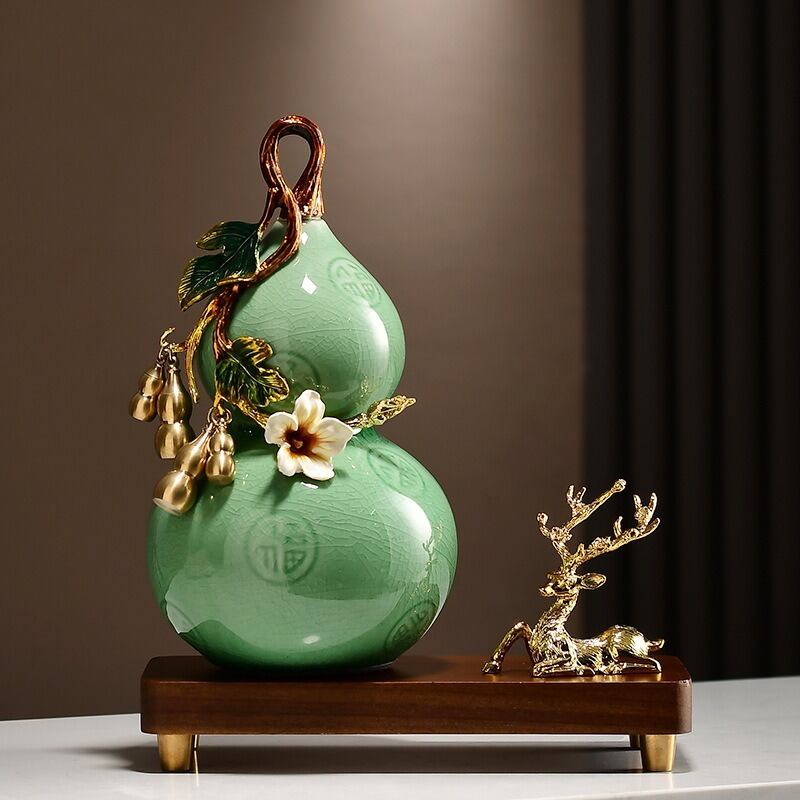 瓢箪 置物 オブジェ ひょうたん グリーン 緑 オレンジ 縁起物 財運 金