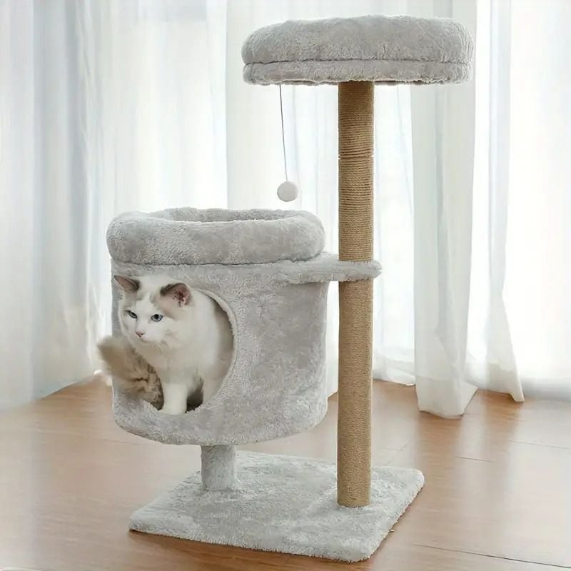 キャットタワー ツリー デザイン おしゃれ かわいい 爪とぎ 付き グレー キャットタワー 爪とぎ 快適な巣付き グレー クライミングフレーム