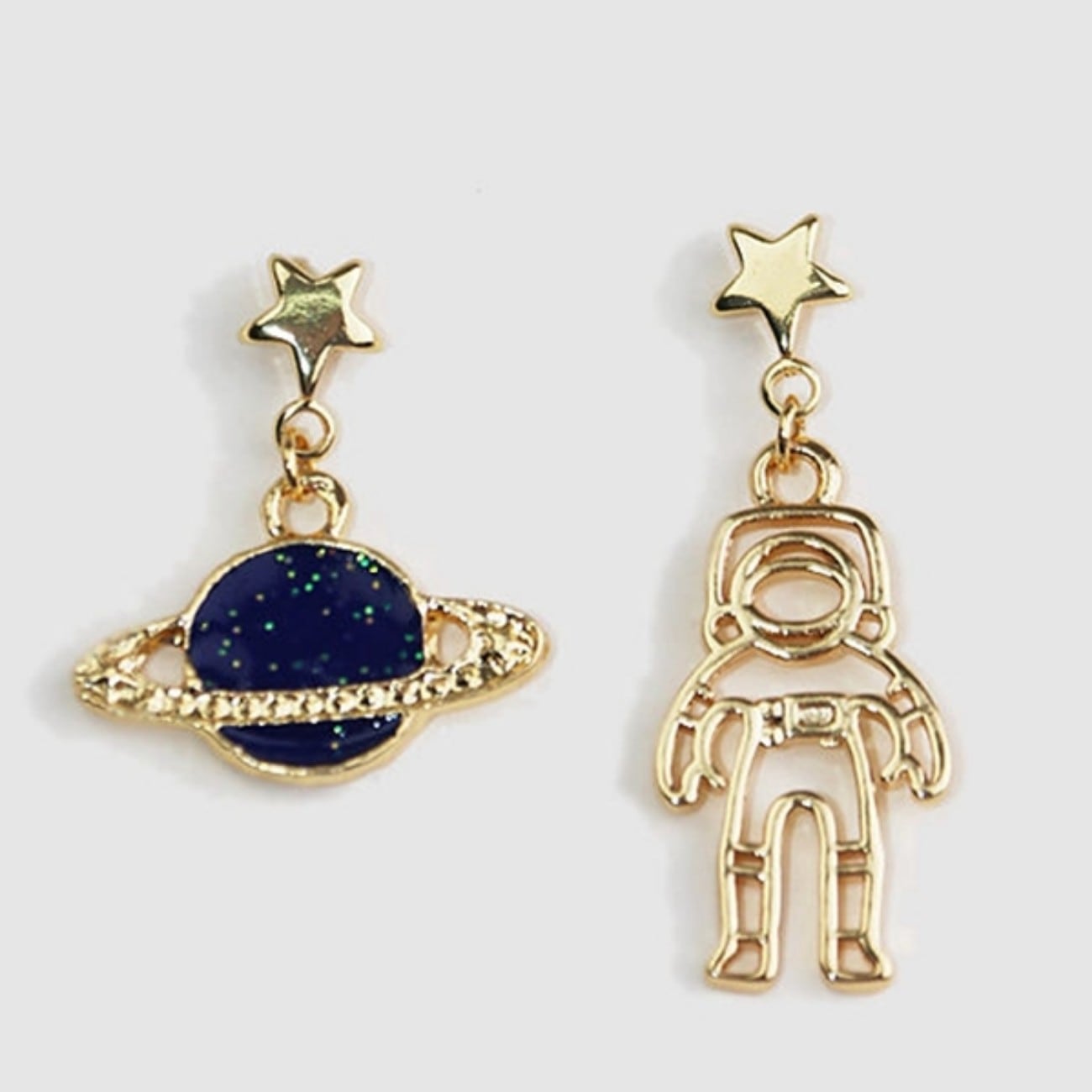 宇宙遊泳ハンドメイドピアス イヤリング K14 | space products