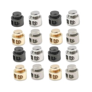 【努力特価】金属 コードロック コードロック ストッパー 丸型 穴径約4mm 交換 補修用 手作り 衣服フード 2穴 調整ストッパー 16個セット