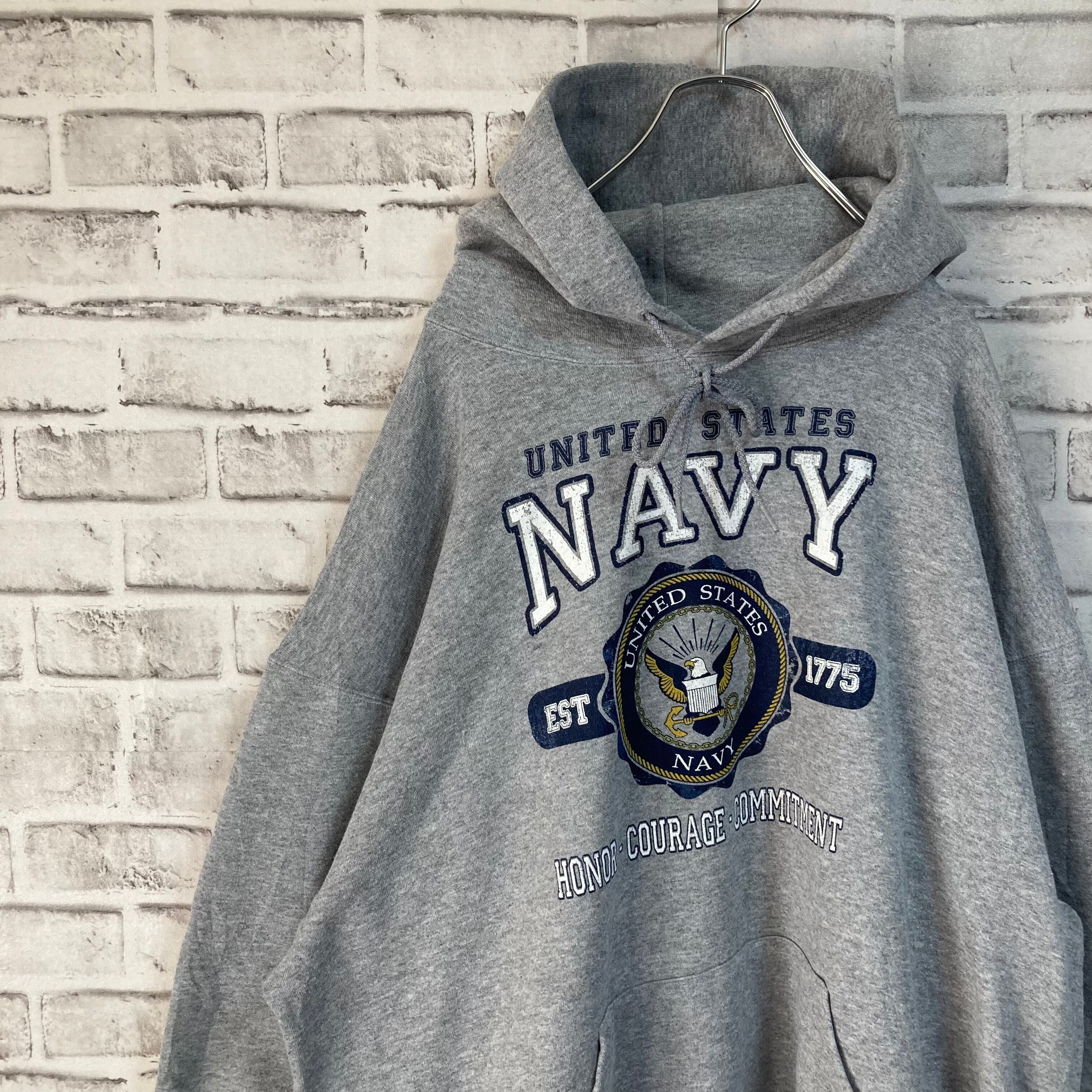 【JBTs AMERICAN PRIDE】Pullover Hoodie XXL Made in USA 90s “US NAVY”  プルオーバーパーカー アメリカ海軍 米軍 軍モノ フーディ センターロゴ アメリカ USA 古着