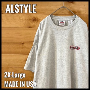 【ALSTYLE】90s USA製 半袖 Tシャツ ホッケークラブ ワンポイント バックプリント 2XL オーバーサイズ US古着 アメリカ古着