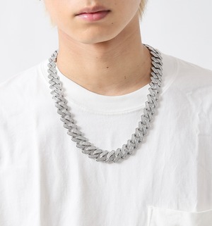 LaLibeModa ステンレス　喜平ネックレス　シルバー　マイアミキューバンチェーン　幅20ミリ メンズネックレス　レディースネックレス　プレゼント