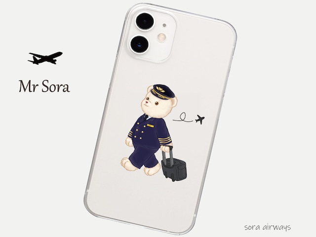 【Mr Sora】オリジナル Pilotベア  iPhone Android スマホーケース
