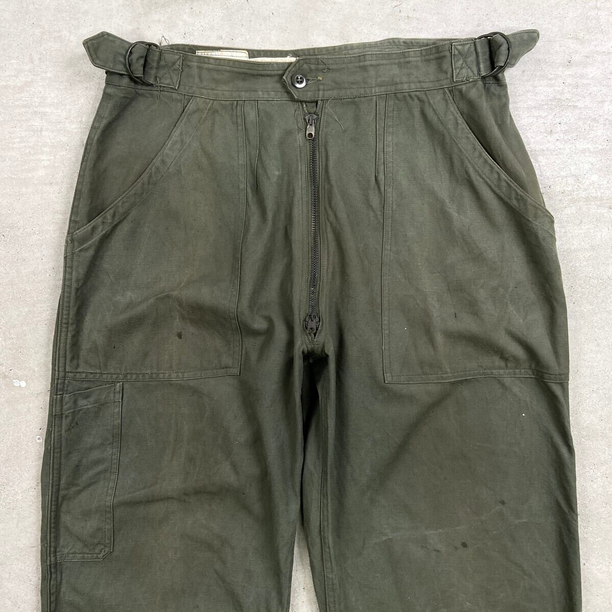 【vintage】フランス軍 メカニックパンツ ベイカーパンツ ファティーグ 60年代 フランス軍 AIR FORCE メカニックパンツ メンズW32相当 古着