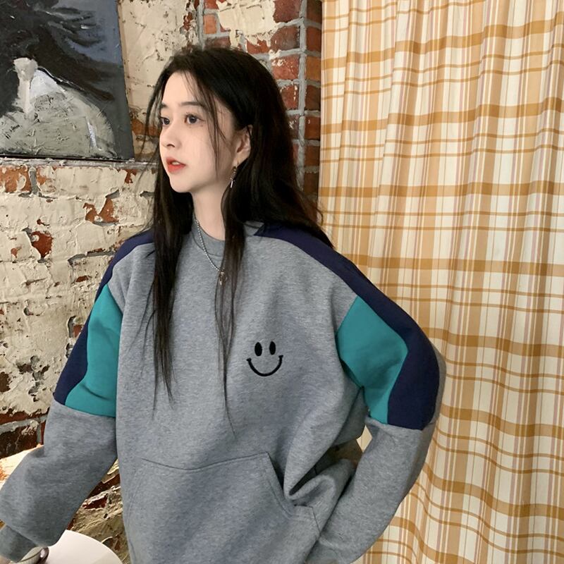 スプリングオータムバックプリントカラーベルベットセーター レディースルーズスタンダードジャケット レトロ 春物 秋物 スーパーモール55255683944