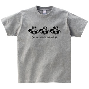 三つ子のパグ 海水浴 Tシャツ dog86 海 夏休み 犬 ブヒ ゆるい 手描きイラスト パグ 犬好き 犬服