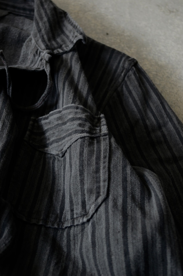 VENTITANK PROJECT Bulgarian Army 1950's-60's Dead Stock Custom Remade & Dyed Sumi Kuro Sleeping Shirt Jacket Type Black ブルガリア軍 スリーピングシャツ ジャケット 50s 黒染め