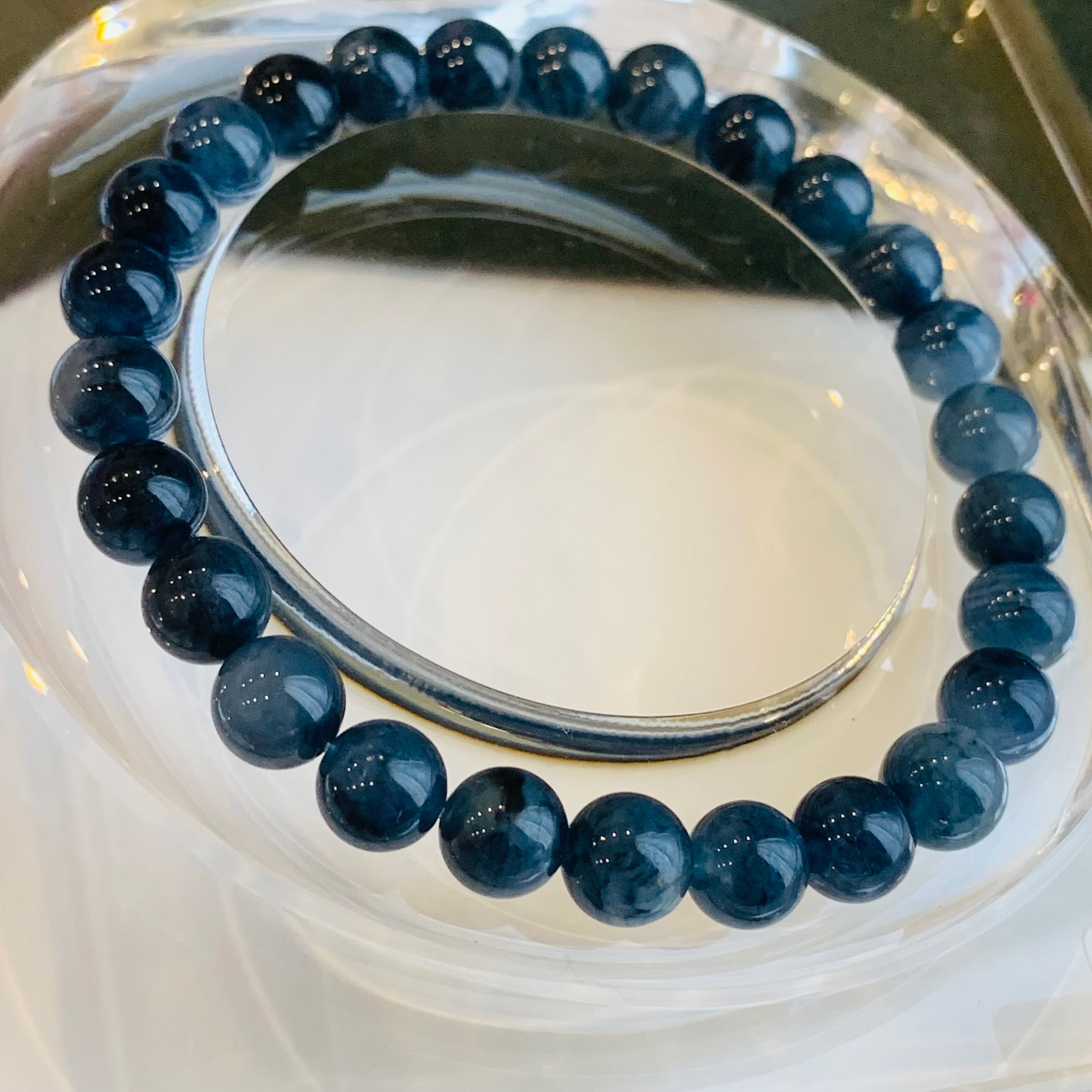 ブルーラビットヘアルチル ブルーサゲニティッククォーツ 天然石NO.160 ブルーサゲニティッククォーツ ラビットヘアルチル 7mm R161