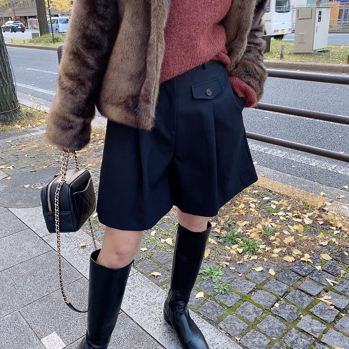 Wide half pants /black (即納商品)