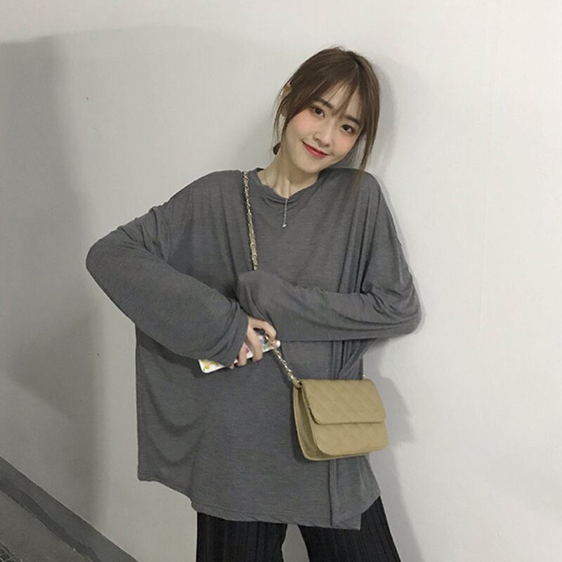 スプリングスタイルルーズ薄手Tシャツ トップス ロング 春物 試着室37543052097