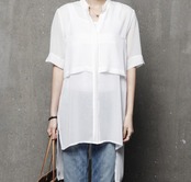 フロントショートバックロングシフォンシャツ