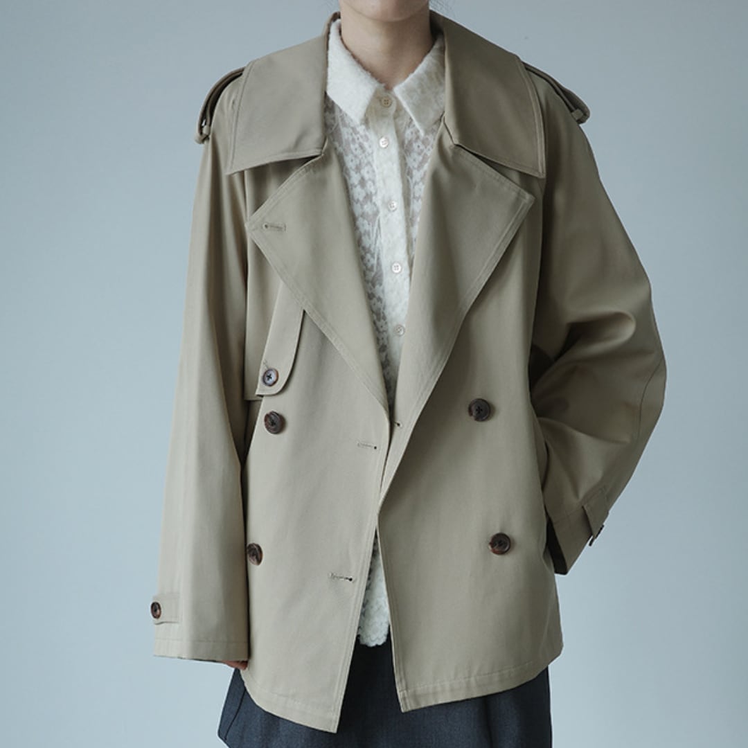 Umbrella yoke classical short trench coat G1123