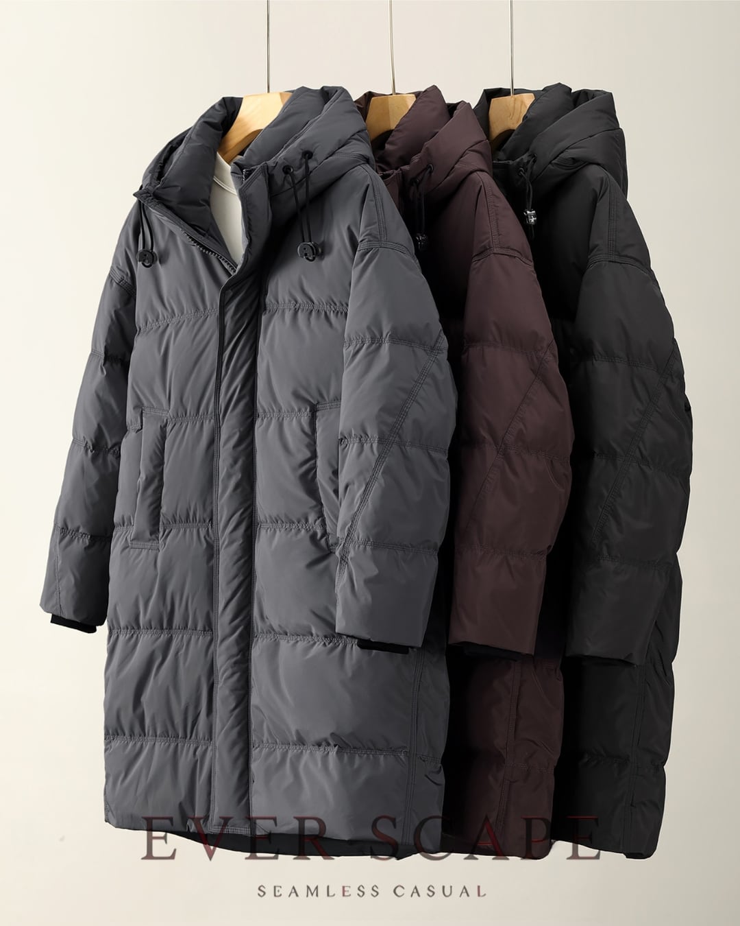 ミドル丈 スタイリッシュダウンジャケット 3色 A0014