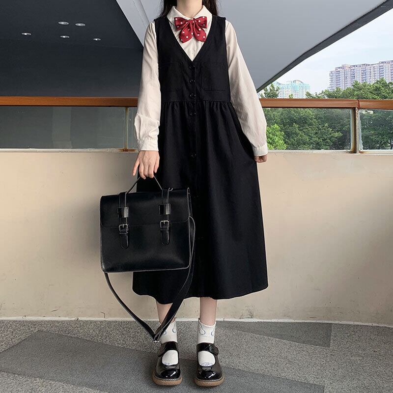 スプリングオータムハイウェストウェスト薄手ソリッド カラースカート ドレス 大人ガーリー スウィート キュート カジュアル 春物 秋物 ソリッドカラー 萌量不足55309401916