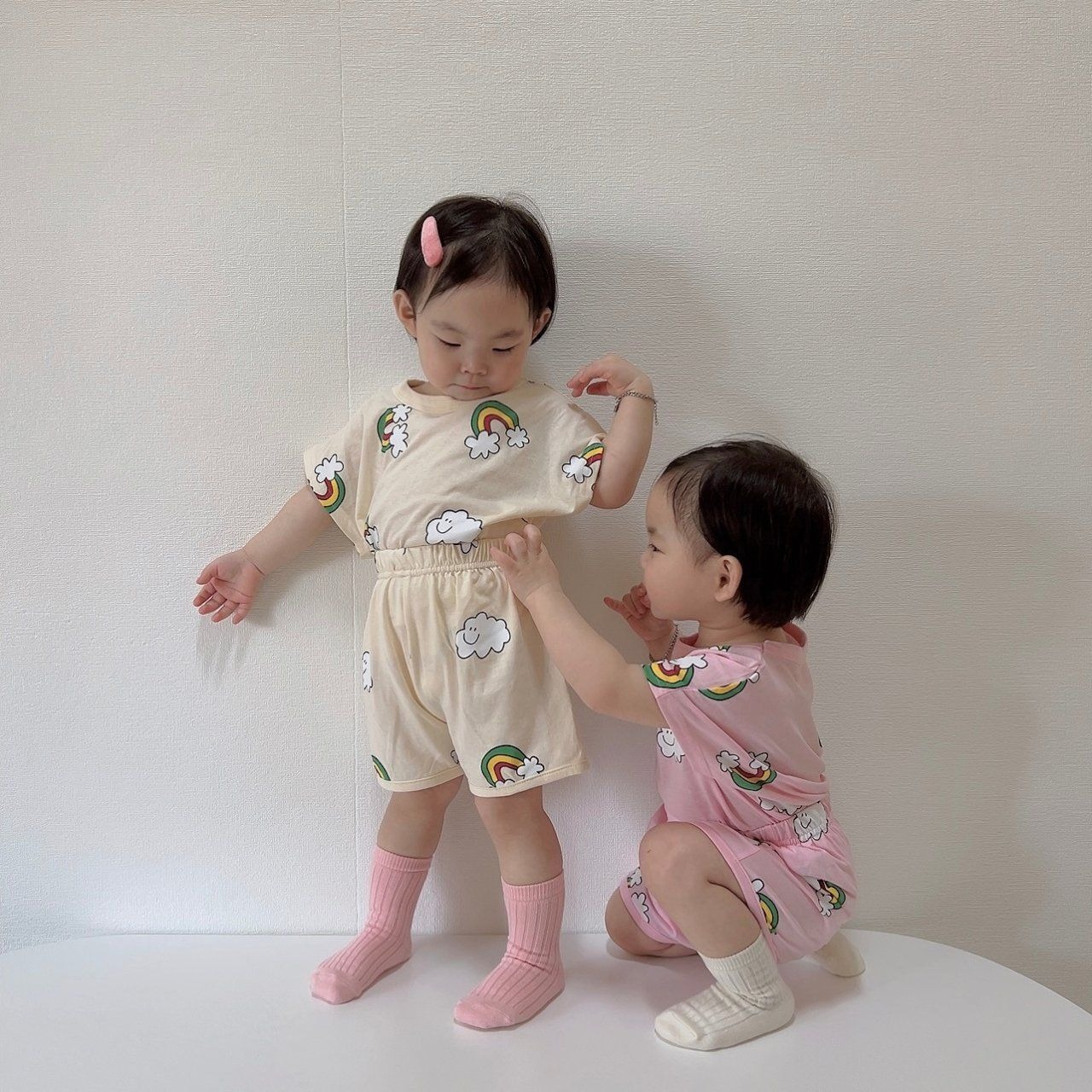 [Moran bebe] Rainbow cloud set / [모란] 무지개구름상하