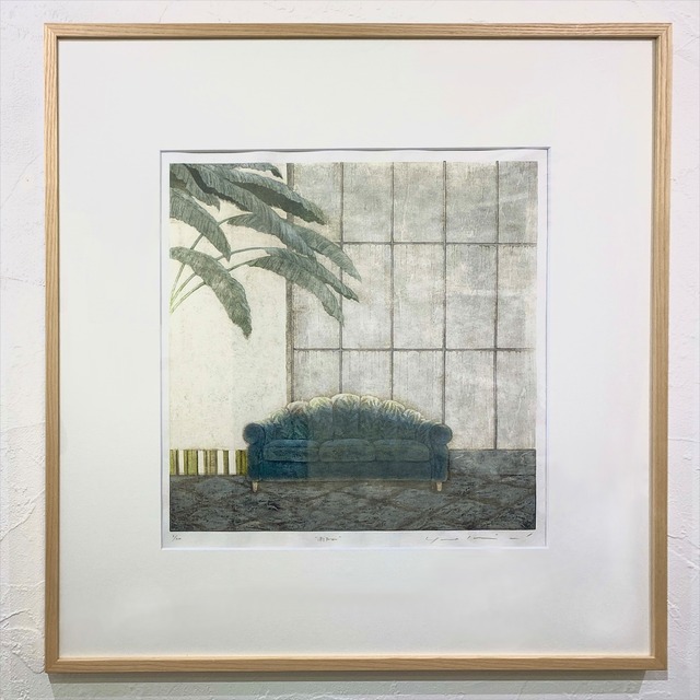岩切裕子「雨だれ」 IWAKIRI Yuko, woodcut print, with frame