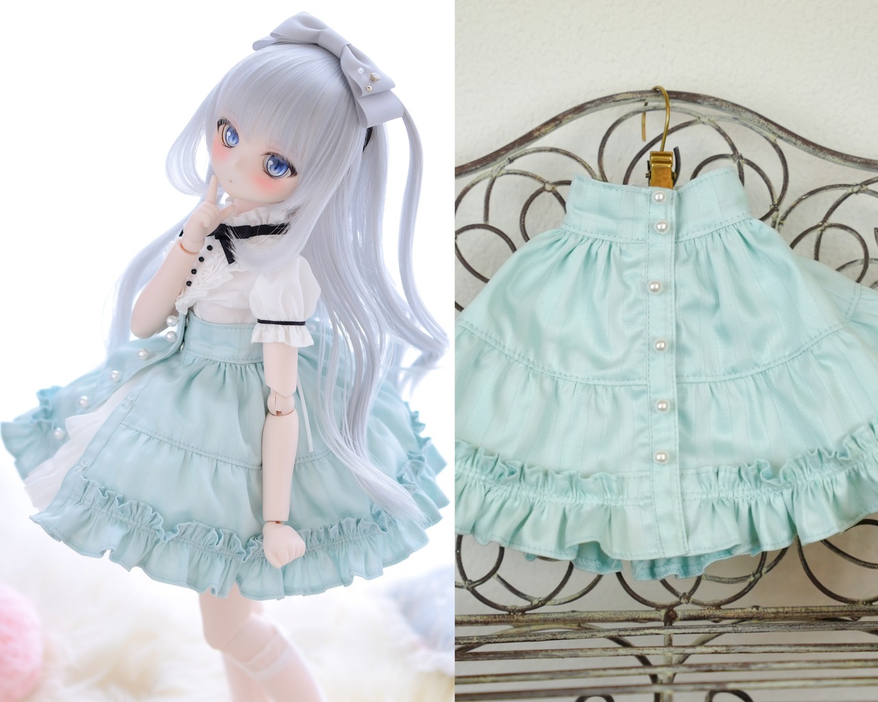 MDD / SDM / KUMAKO対応OF【おしゃまティアードスカート（アクアブルー）】MDD / SDM / KUMAKO Outfit【Oshama Tiered skirt(aqua blue)】 - 1
