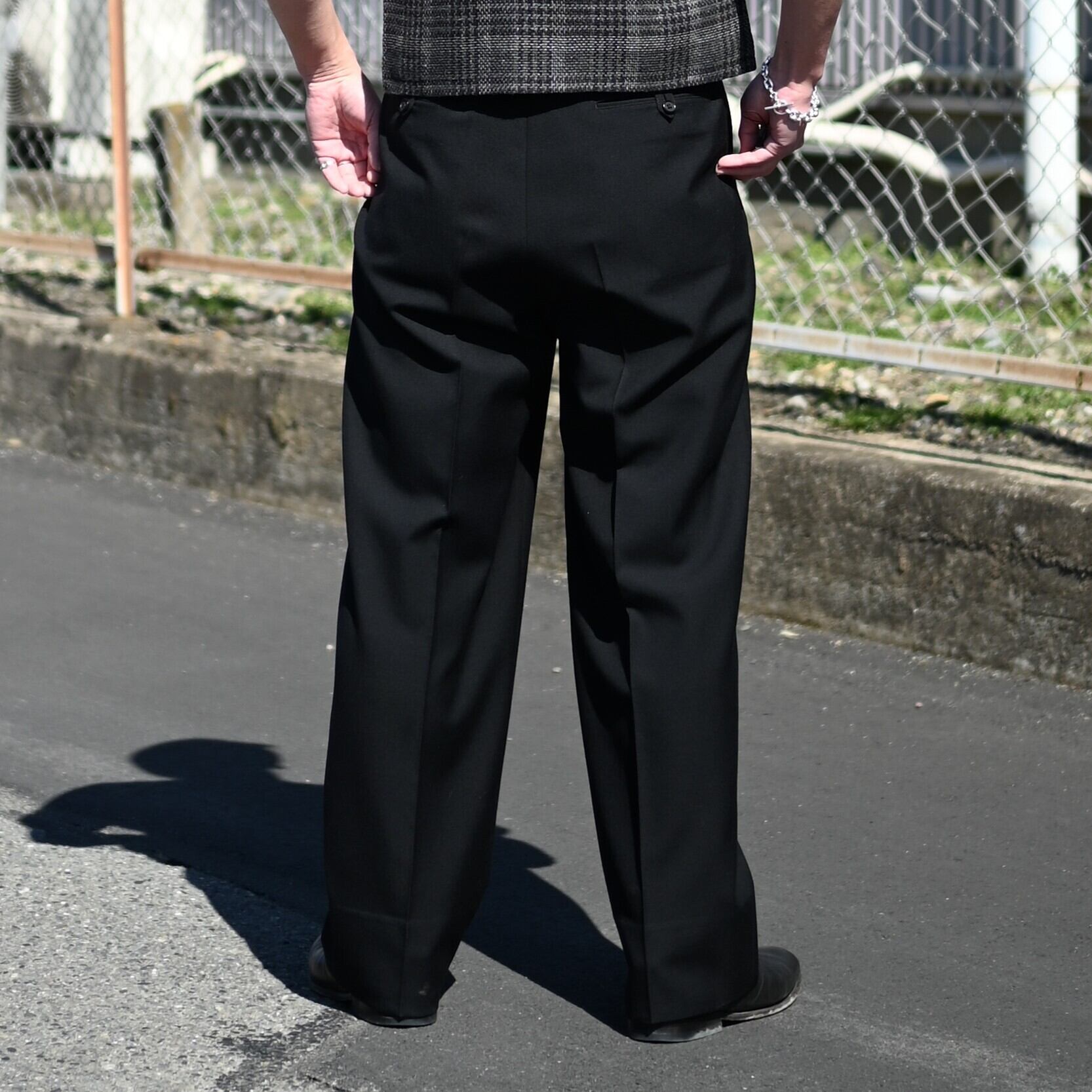 INTERIM / MILITARY WOOL SERGE 1-TUCK FRENCH ARMY WIDE TAPERED