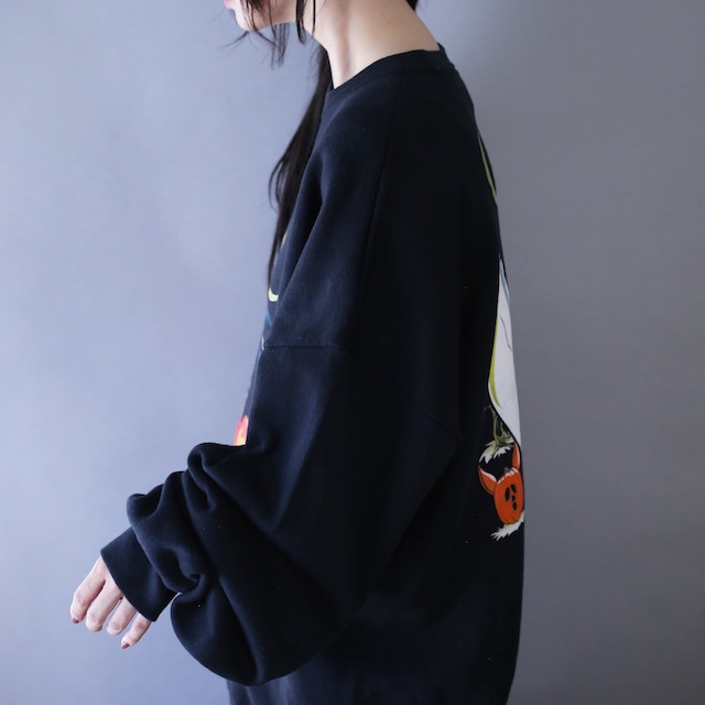 "Halloween" front and back good printed over silhouette sweatshirt