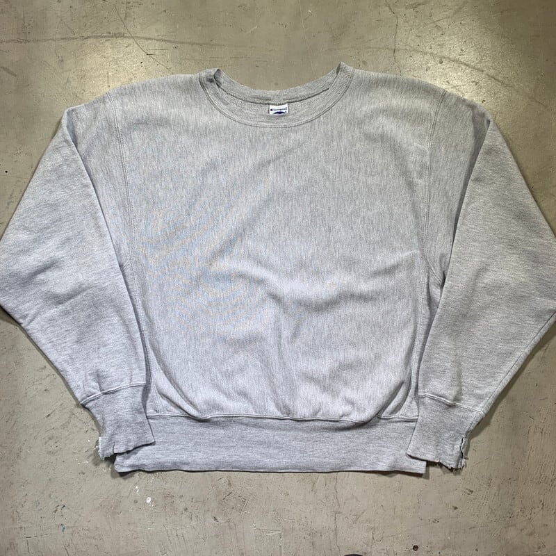 90's 00's OLD Champion チャンピオン リバースウィーブ RW スウェットシャツ 目無し ソリッド グレー MEDIUM ダメージ有り 希少 ヴィンテージ BA-1544 RM1963H