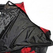 【美品 社交ダンス衣装】ワンピース ドレス Da Vistosa ドニャヴィストーサ 赤 黒 ブラック レッド 花柄 ラインストーン 薔薇