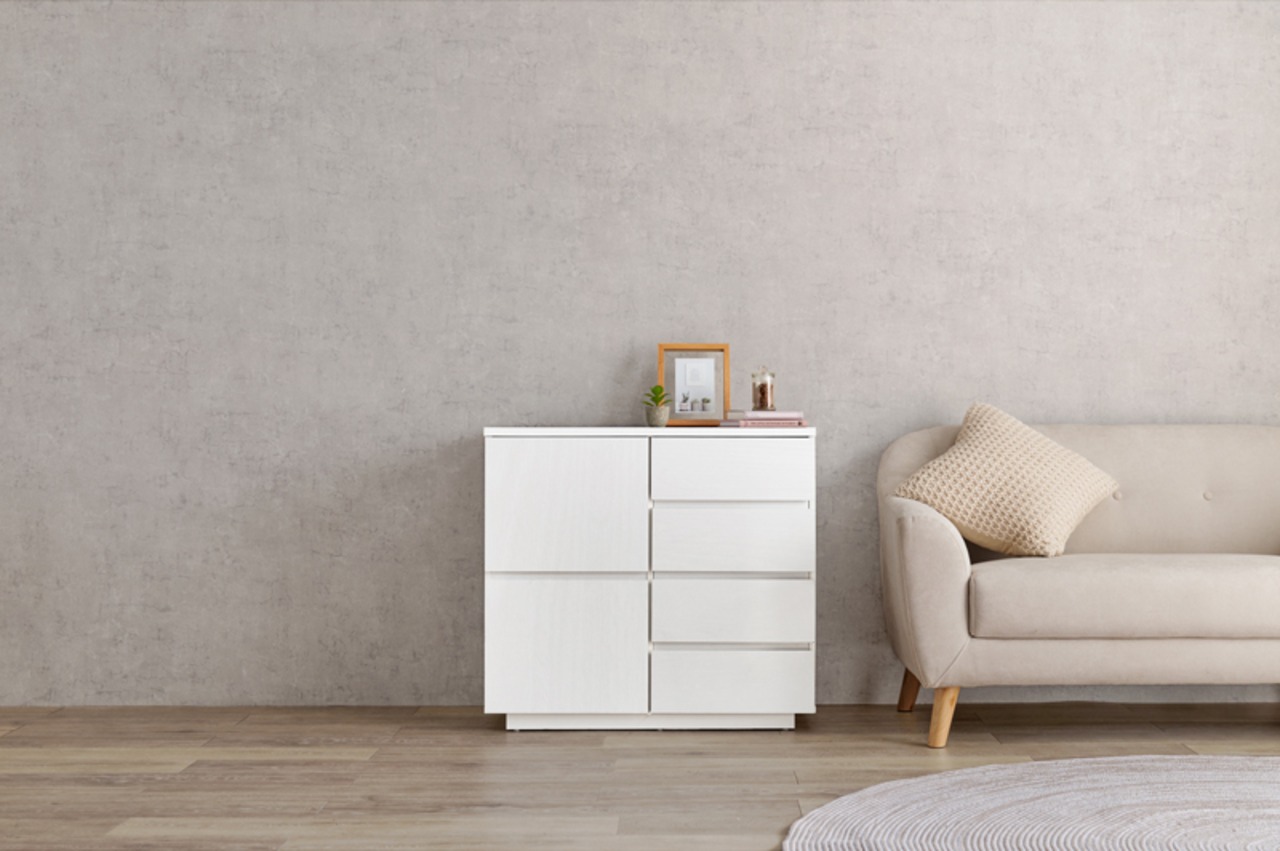 木目調デザイン キャビネット 幅79cm