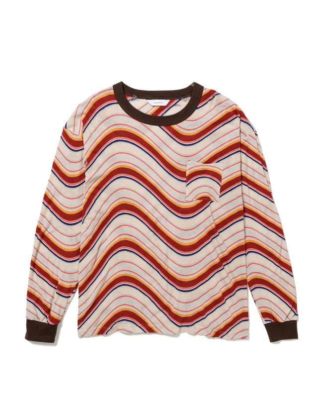 Sasquatchfabrix. / L/S T-SHIRT “PSYCHEDELIC BORDER” (BEIGE BORDER)