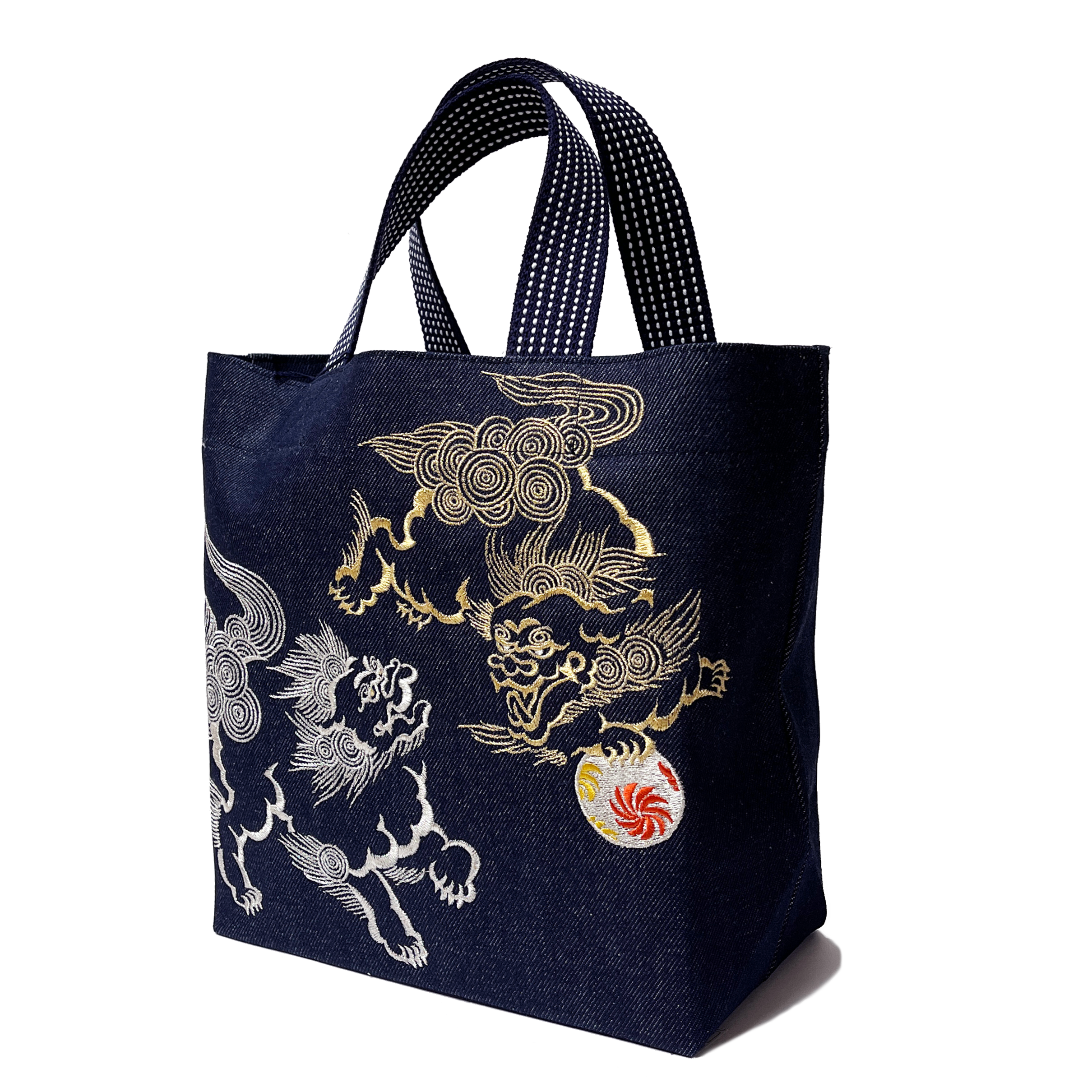 倉敷デニム刺繍トートバッグ【唐獅子】 | 京べべや 倉敷デニム刺繍トートバッグ【唐獅子】 | 京べべや