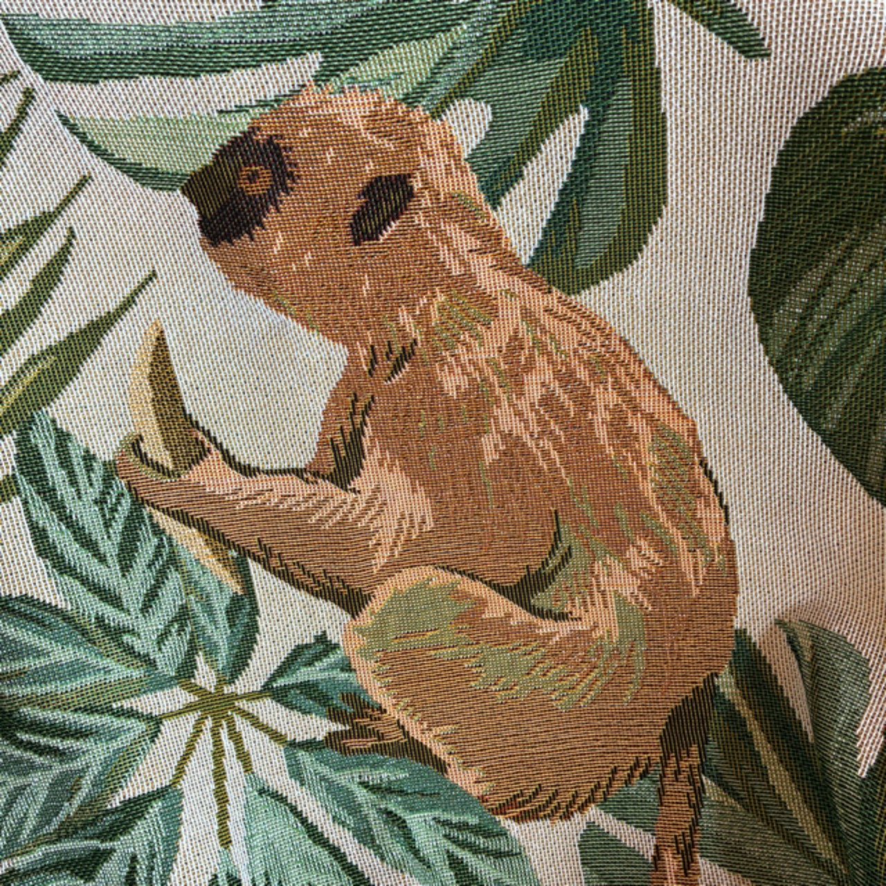TOPANGA Homefurnishing Botanical Animal Throwket　ボタニカルアニマルスローケット　130×160cm　ベージュ　フラミンゴ　ナマケモノ　ワオキツネザル　　ソファカバー　ベッドカバー　ブランケット　カーテン