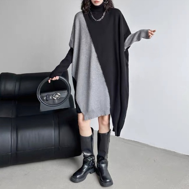 Asymmetric color block one piece【4color】 C1633