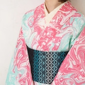 「strawberry syrup」マーブル柄〜セオアルファ 浴衣・夏着物・単衣