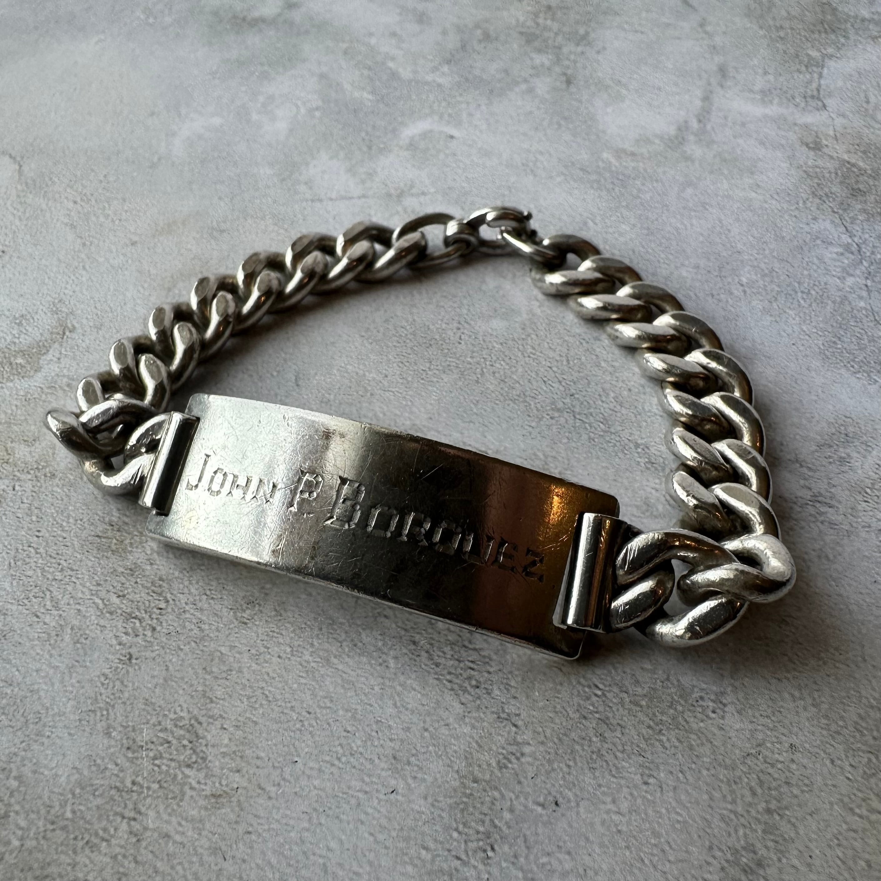 Vintage Heavy Military ID Bracelet Silver925 Made in USA