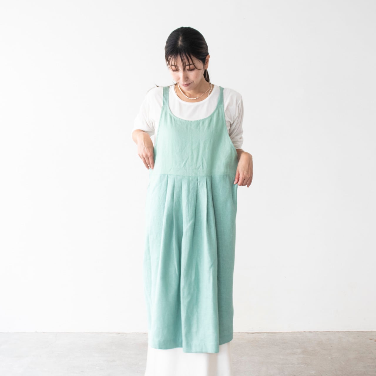 ワンピースエプロン【ミントグリーン】ブランド 日本製 国産 ギフト