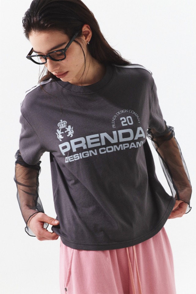 [PRENDA] PDC UNIFORM SEE THROUGH LAYERED SLEEVE CHARCOAL