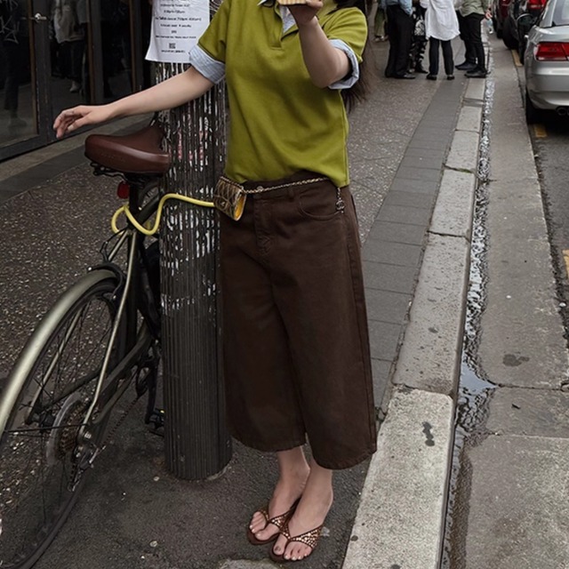 【ハイウエストワイドクロップドパンツ】P00811