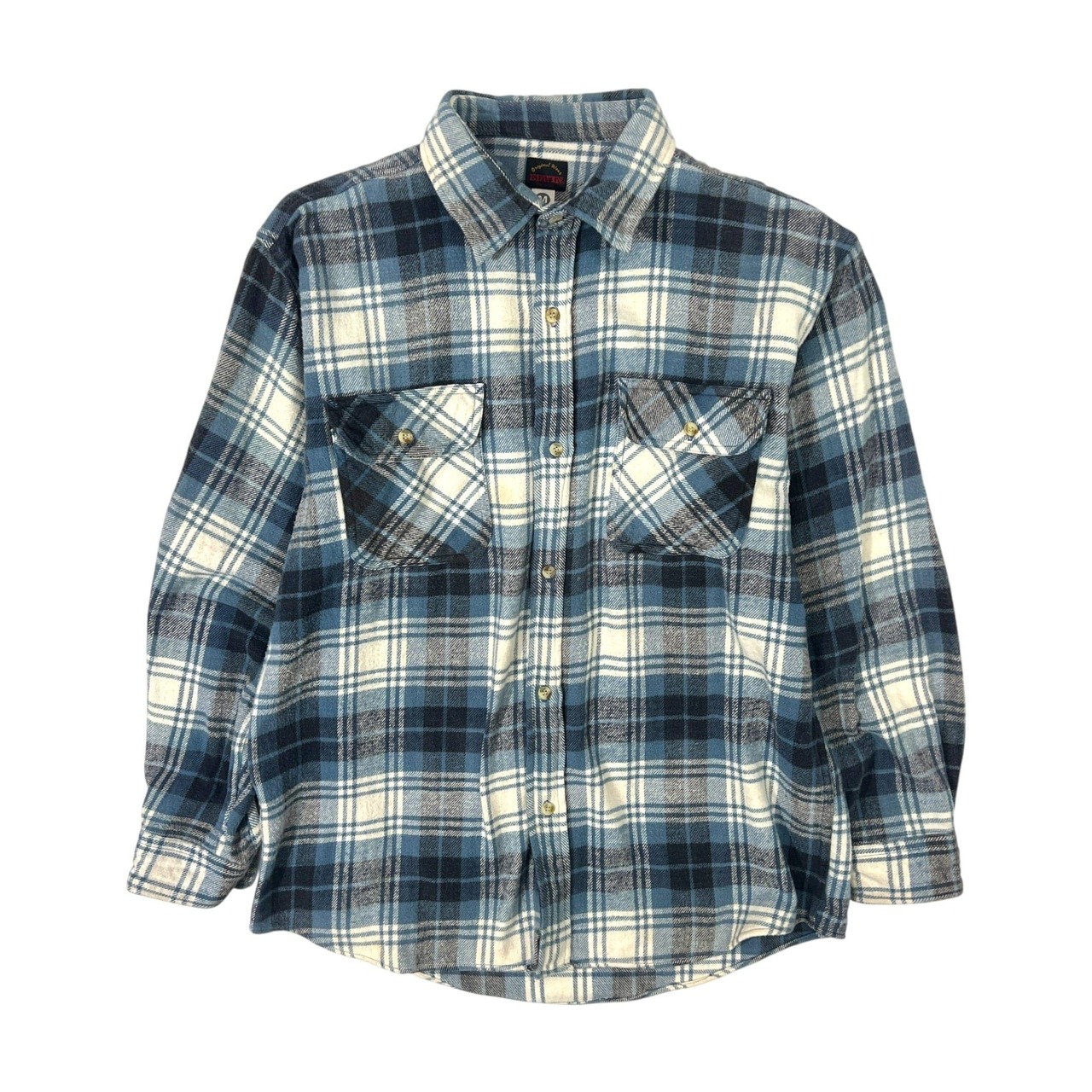 EDWIN エドウィン チェック柄 インド綿 長袖ネルシャツ M/水色系