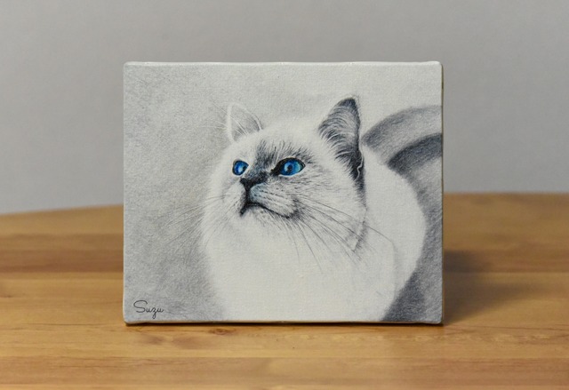 色鉛筆画猫_横［F3号キャンバスプリント複製］