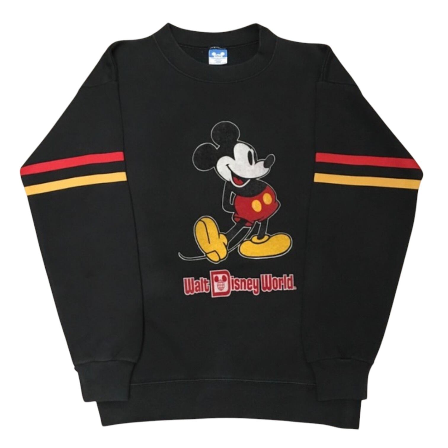 Walt Disney World / Mickey Mouse Flocky Print Sweatshirt / L / Made in USA