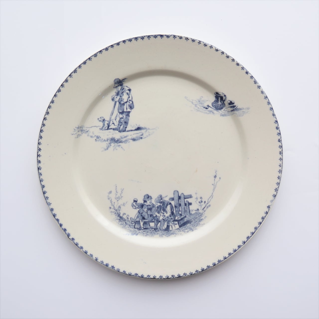 Creil et Montereau クレイユ エ モントロー “Teniers” 日常の風景のプレート /C