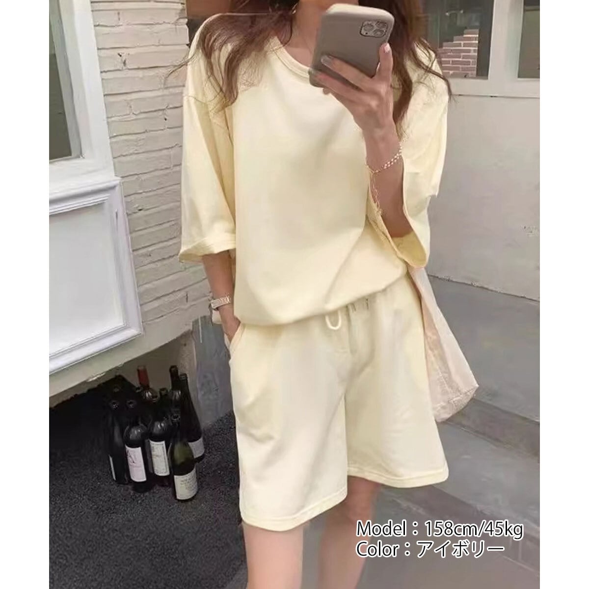 スウェット セットアップ レディース 韓国 上下セット 半袖 ショートパンツ ルームウェア 部屋着 シンプル 大人 カジュアル リラックス ゆったり 夏服 夏 大人可愛い 大人女子