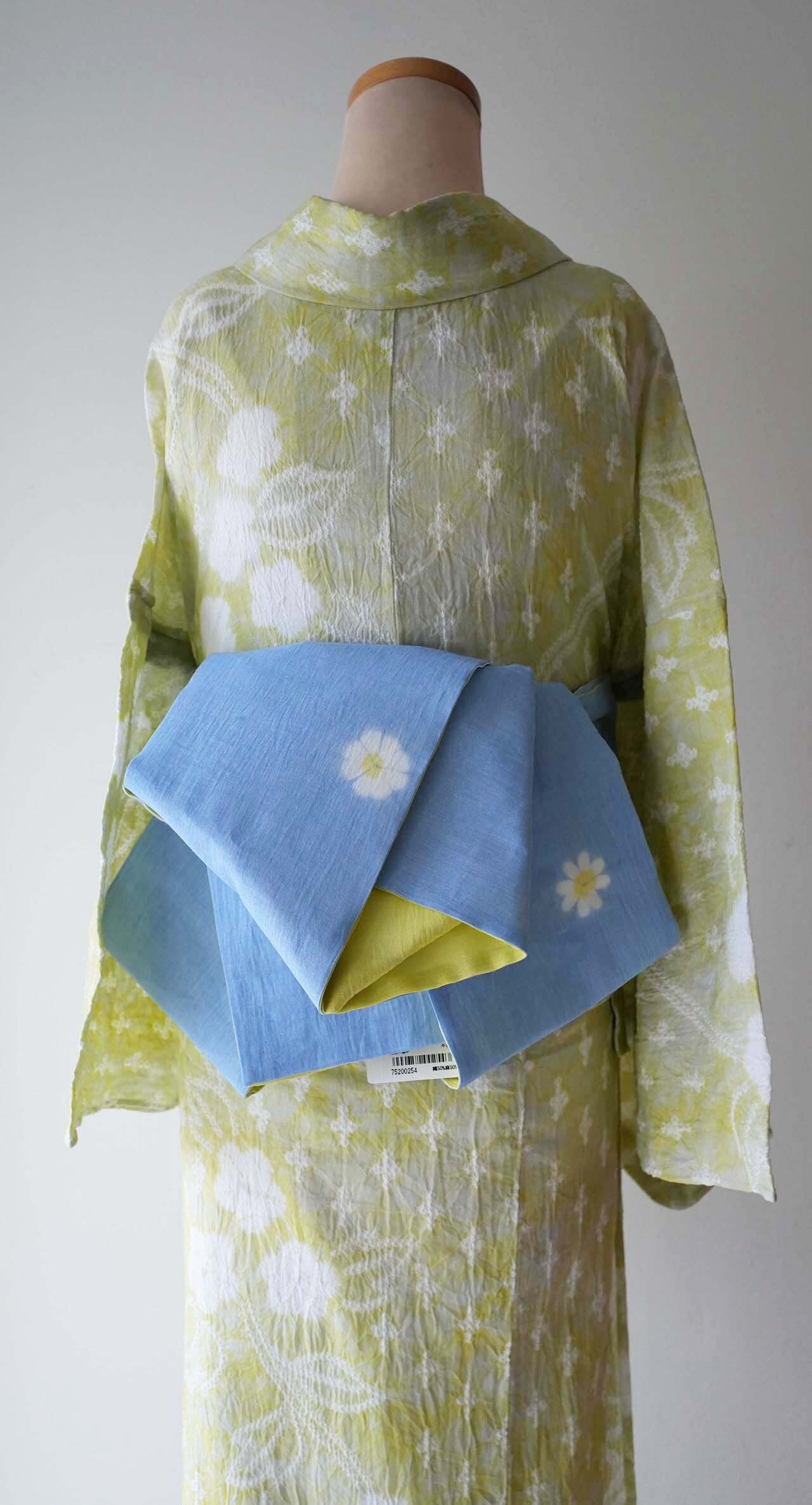 京都 藤井絞・半幅帯】菊花×板締絞り リバーシブル 半幅帯 | 大山