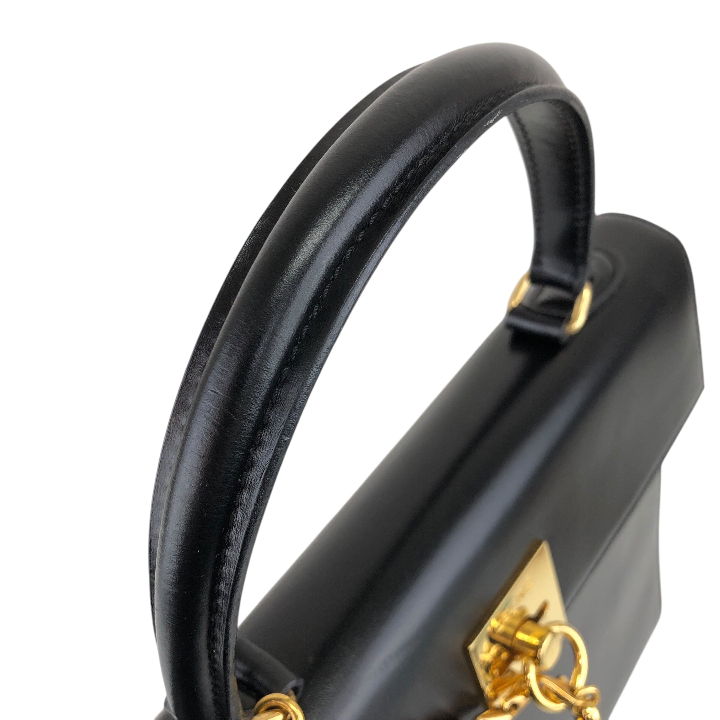 CELINE セリーヌ ハンドバッグ ブラック ガンチーニ チェーン レザー