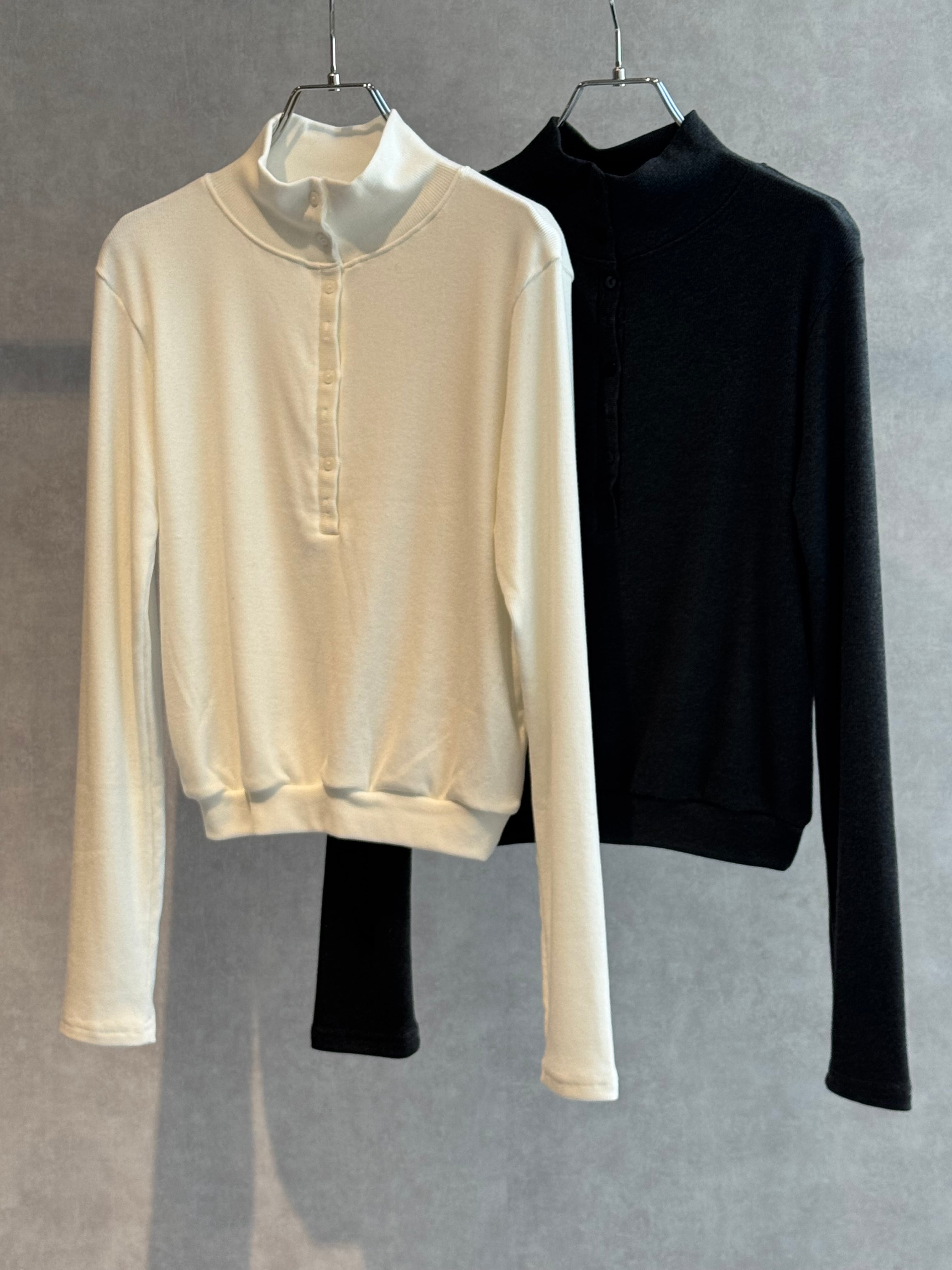 teleco rib button high neck tops