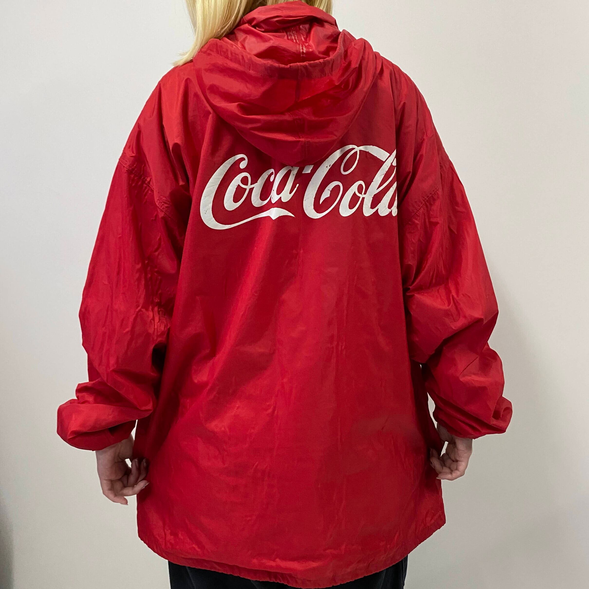 Coca-Cola コカコーラ 企業ロゴ 胸ロゴ バックプリント フード収納型 コーチジャケット メンズXL相当 古着 レッド 赤  【ナイロンジャケット】【HA10】 | cave 古着屋【公式】古着通販サイト