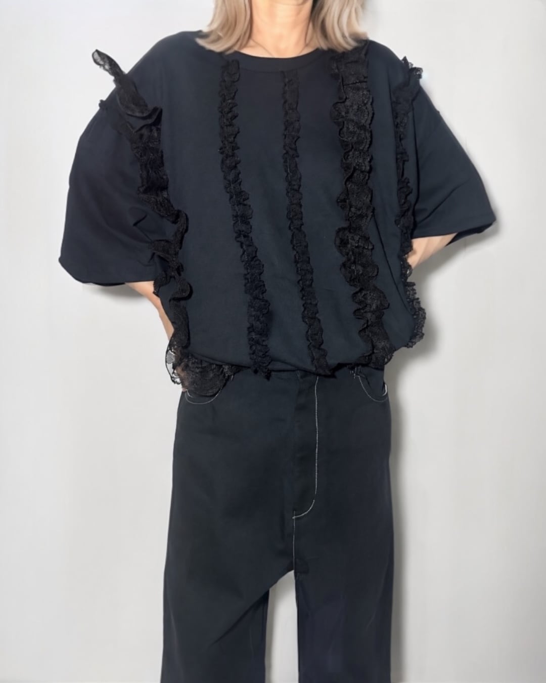 lessico familiare  [STRIPED RUFFLE TEE]