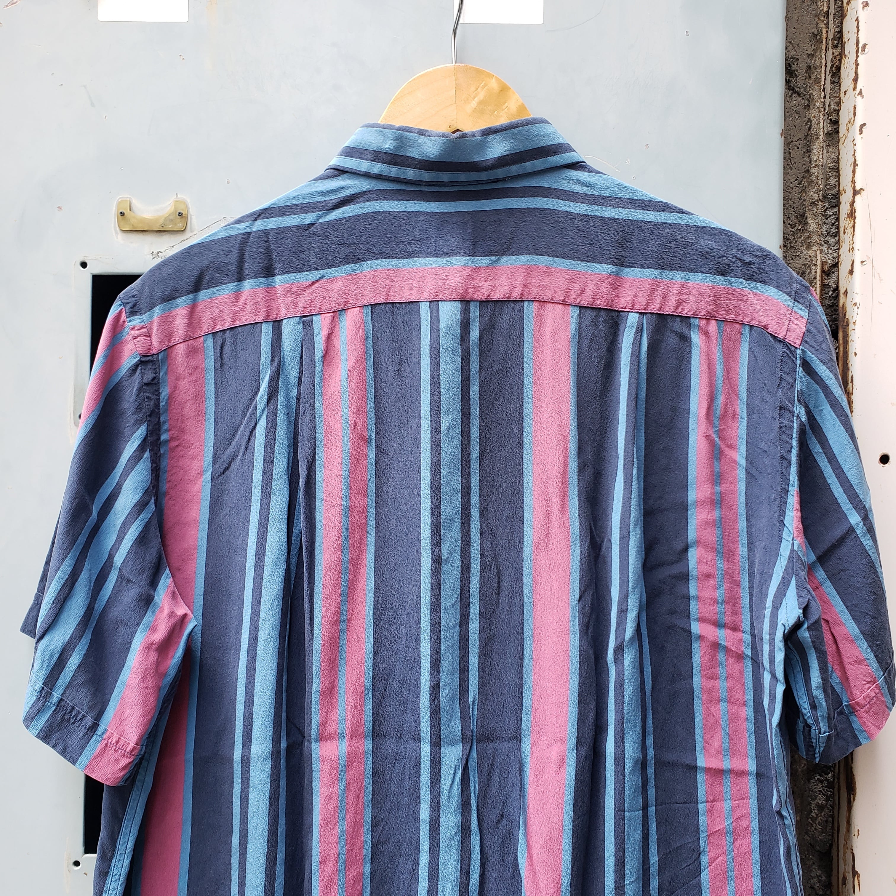 大人パンク！ Euro Vintage S/S Stripe Silk Shirt シルクシャツ マルチストライプ ジョニーロットン ヴィヴィアン  LITHIUM × Clover Over Dover