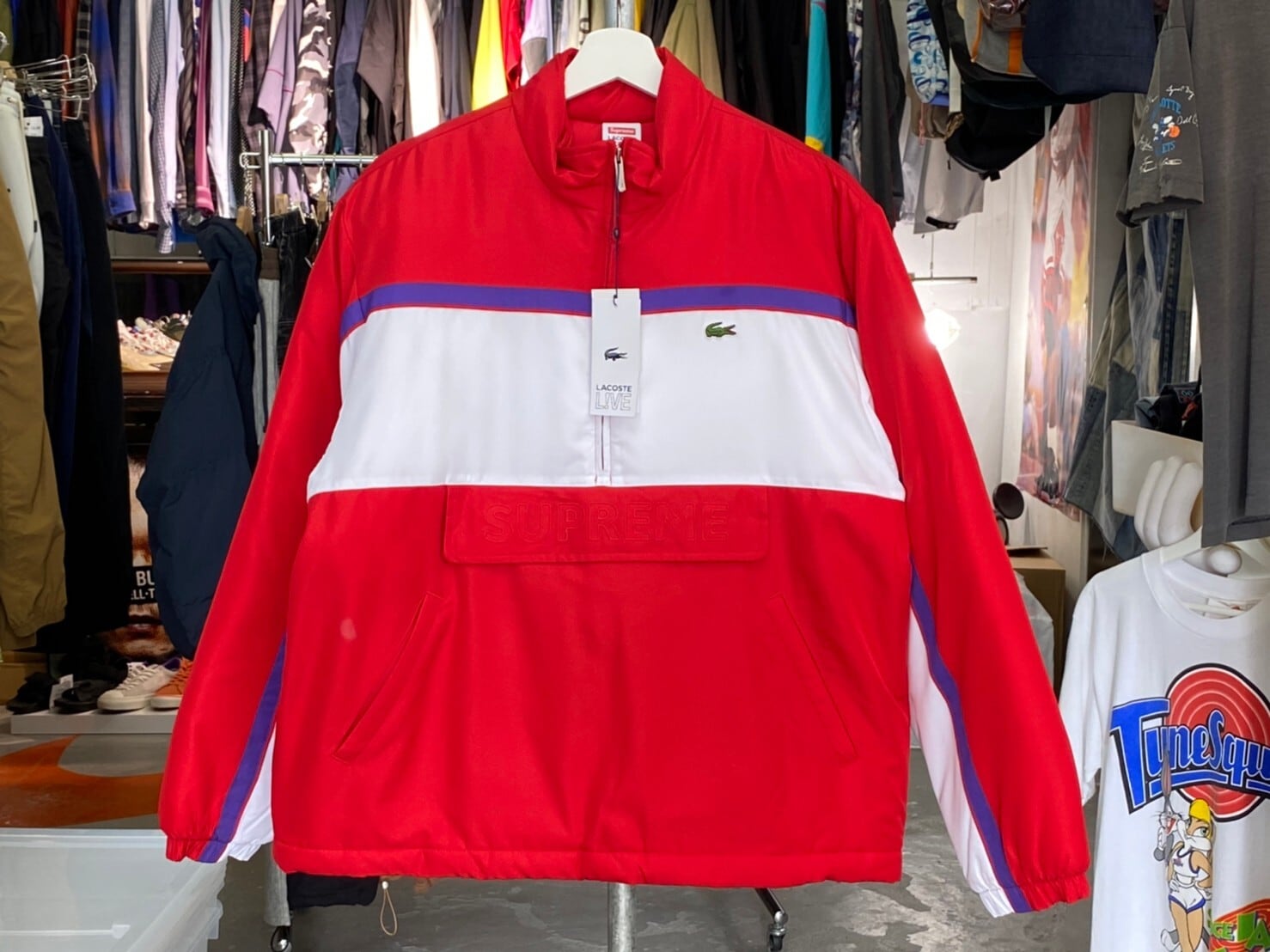 Supreme × LACOSTE puffy half zip pullover MEDIUM 100KG7835 | BRAND  