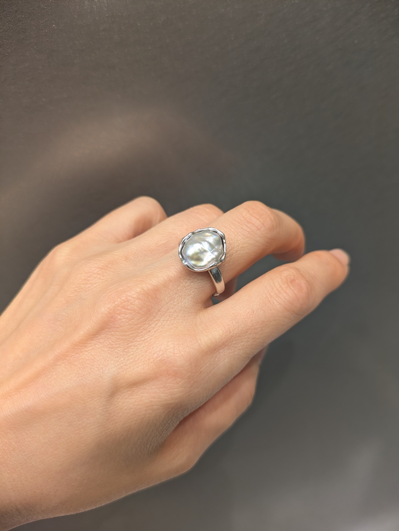 baroqueパール(ライトグレー)リング R